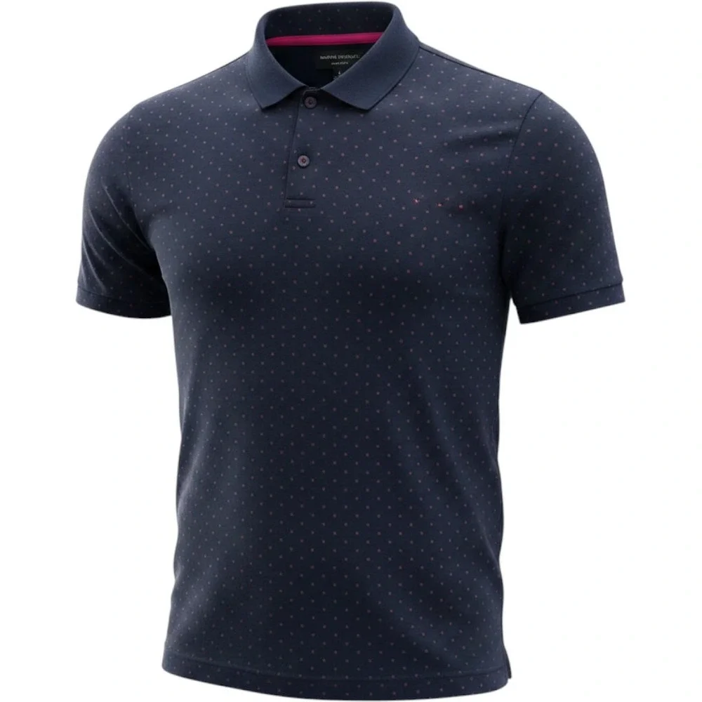Banana Republic Mens Dress Polo Micro Diamond Print Large Navy Blue